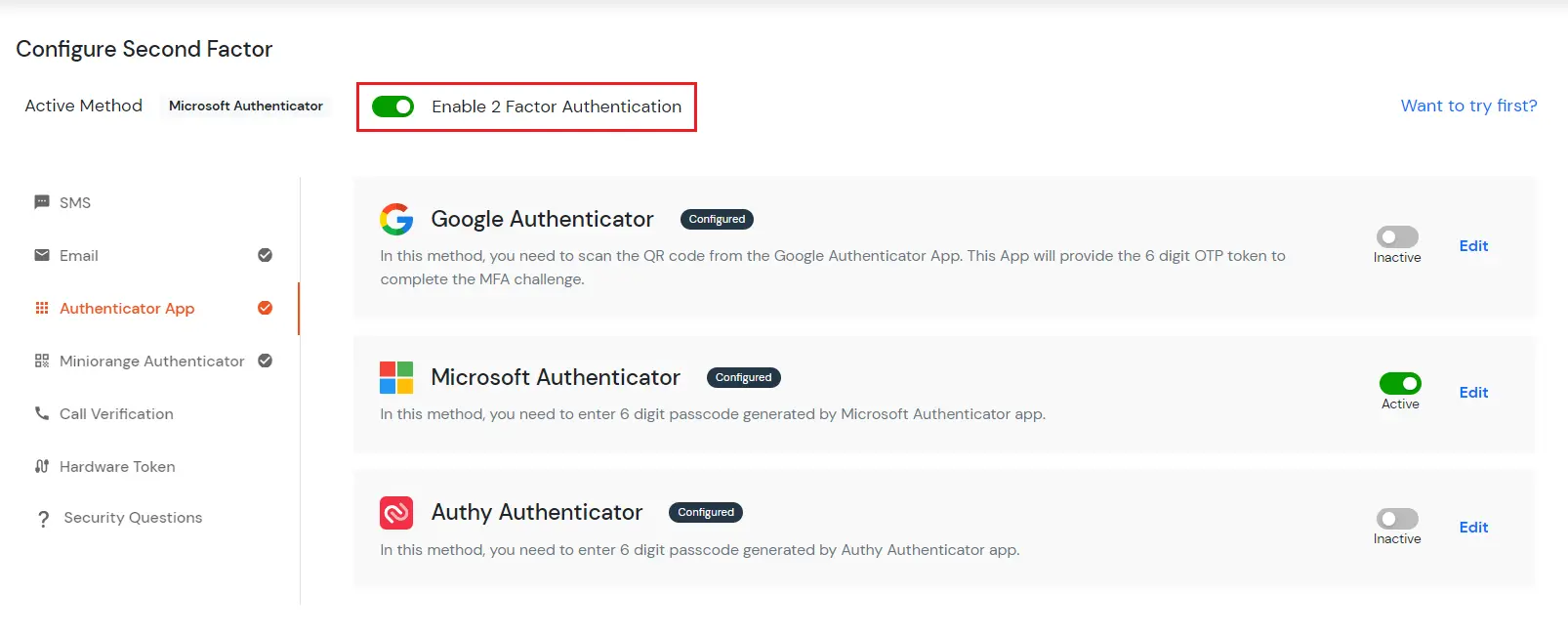 2FA Configuration Done