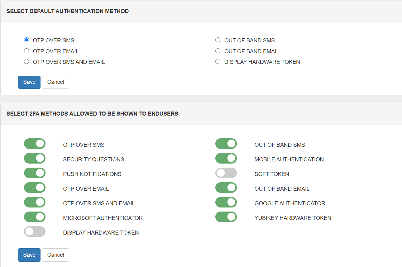 Two-Factor Authentication - Select different 2FA methods for different user groups