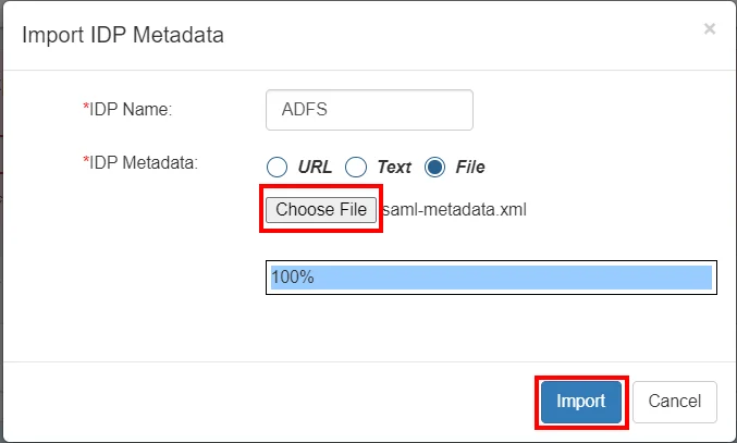 Configuring ADFS as IdP: ADFS Import