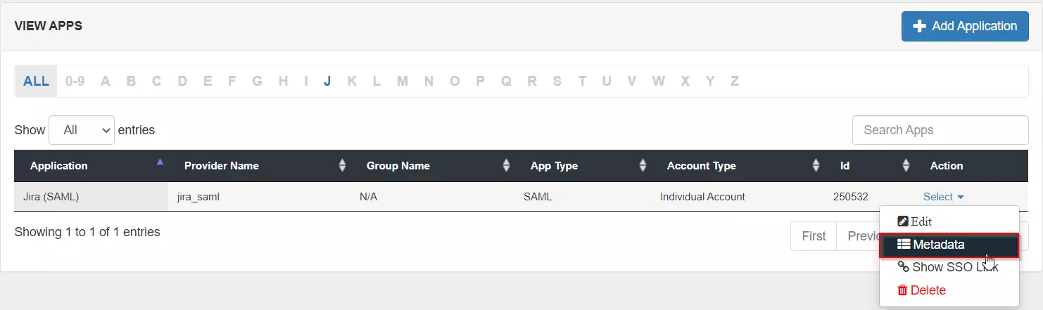 Atlassian Jira Cloud SSO (Single Sign-On), Create Application