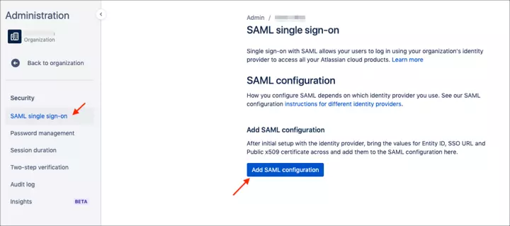 Atlassian Jira Cloud SSO (Single Sign-On), manage apps & configuration