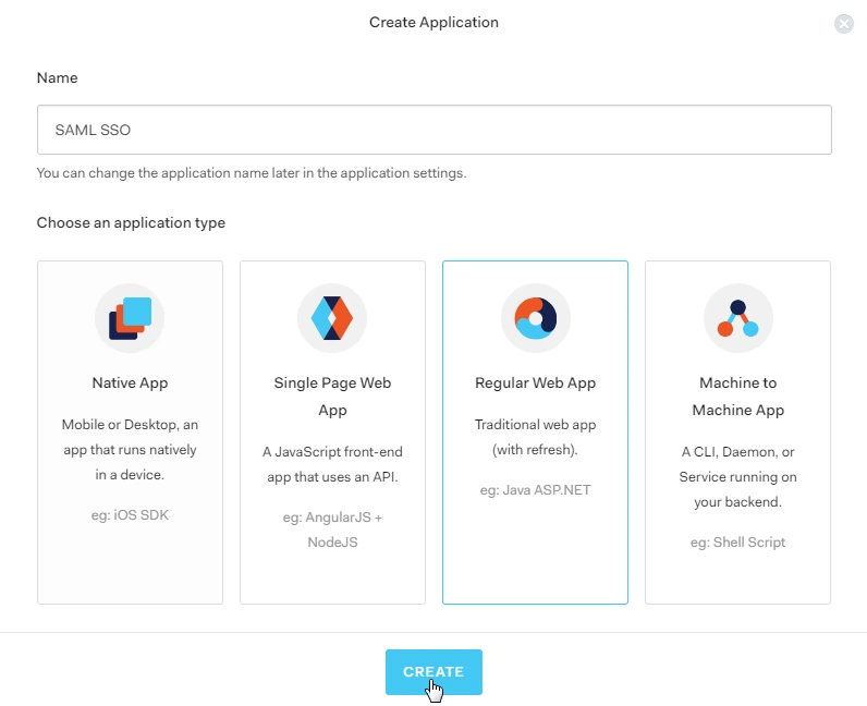 Submit app name in Auth0 dashboard