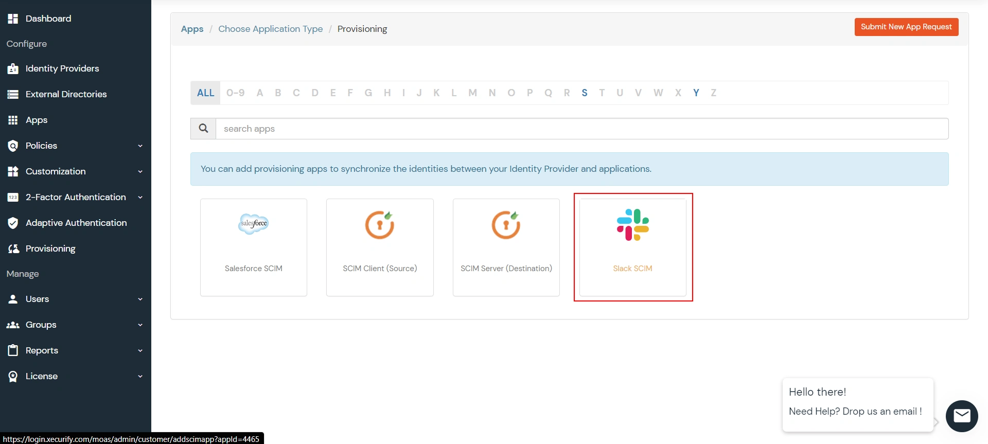 Slack SCIM Provisioning Select Provisioning