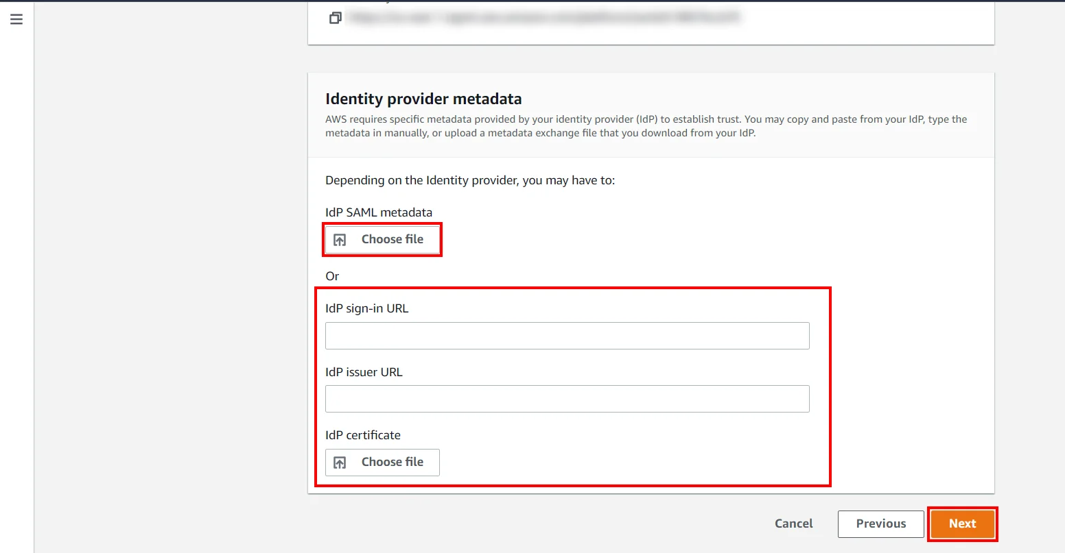 Amazon Web Services Single Sign-On (AWS) Upload Metadata on console