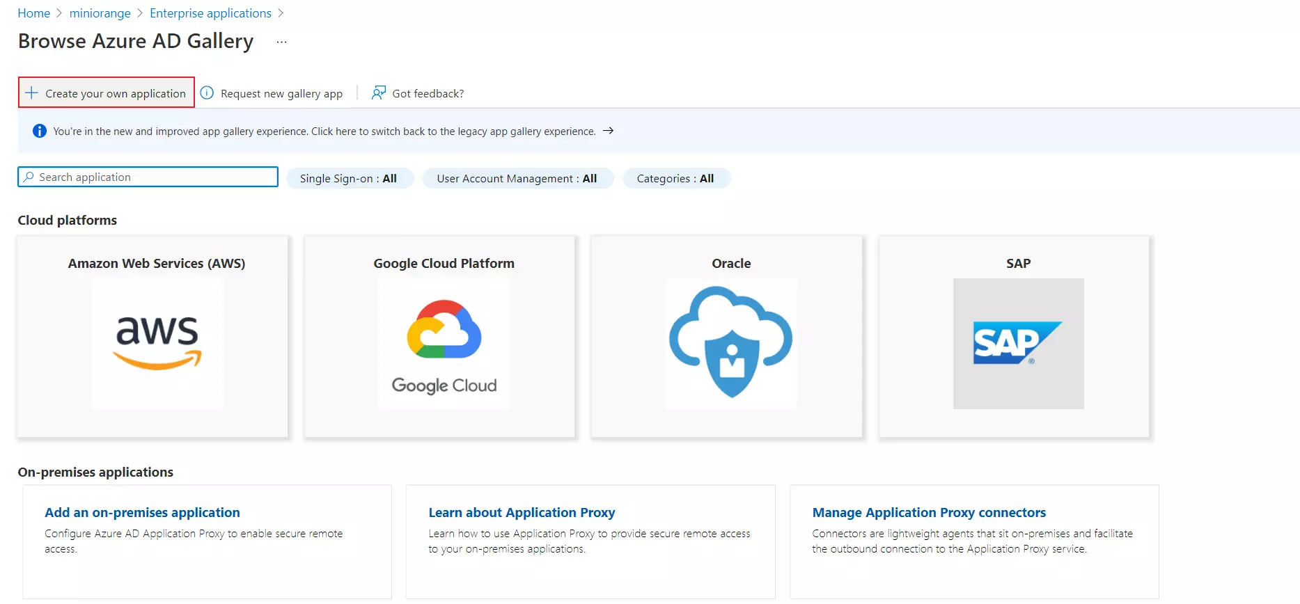 Azure AD SAML IDP : Create application