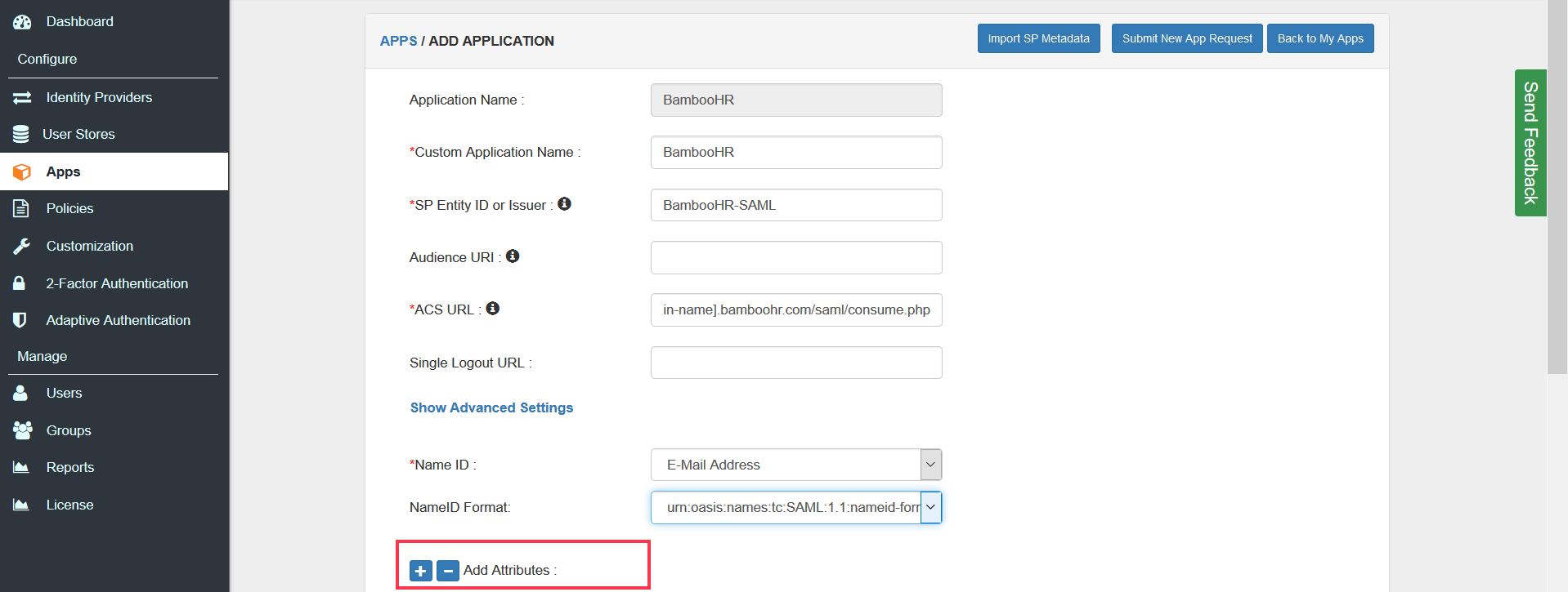 BambooHR Single Sign On (sso) saml