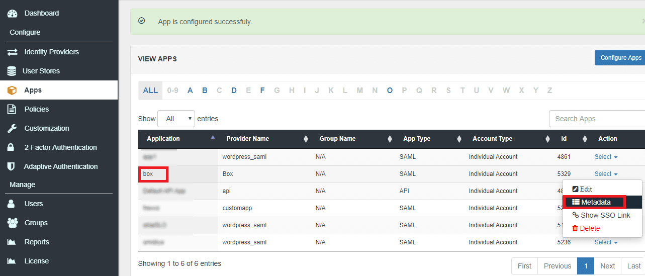 Box Single Sign On (sso) metadata