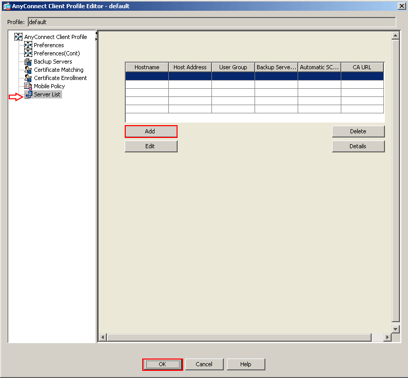 Cisco AnyConnect VPN 2FA two-factor authentication radius client : add profile