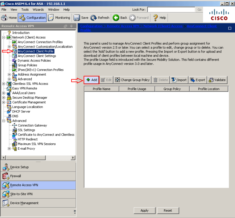 Cisco AnyConnect VPN MFA/2FA two-factor authentication: Radius client profile