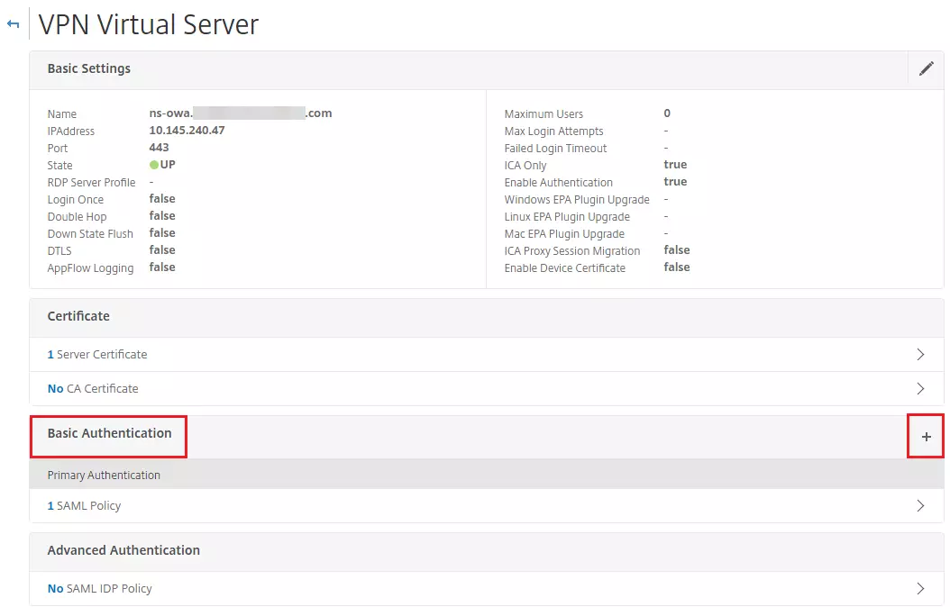 Configure Citrix NetScaler Single Sign-On (SSO): Basic Authentication