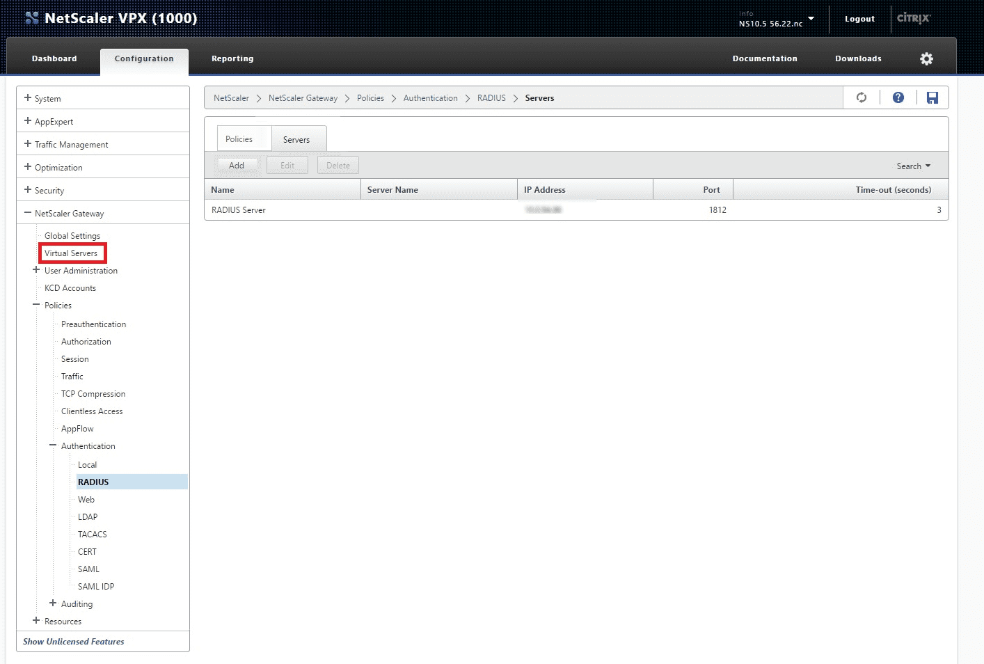 Configure virtual server in gateway to setup Citrix Netscaler MFA