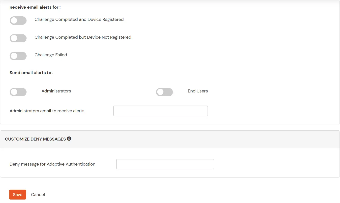 adaptive authentication Action for behavior Change Configuration