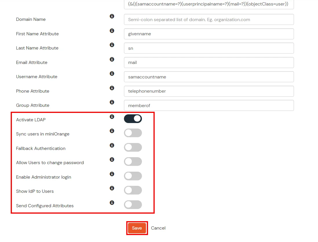 Freshdesk MFA : Activate LDAP options