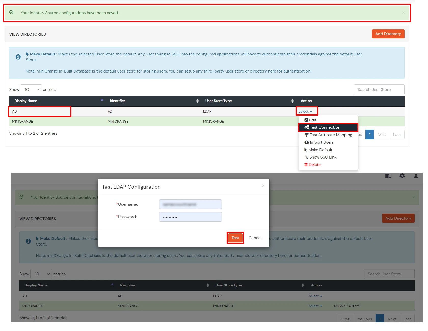 Freshdesk 2FA: Test AD/Ldap connection