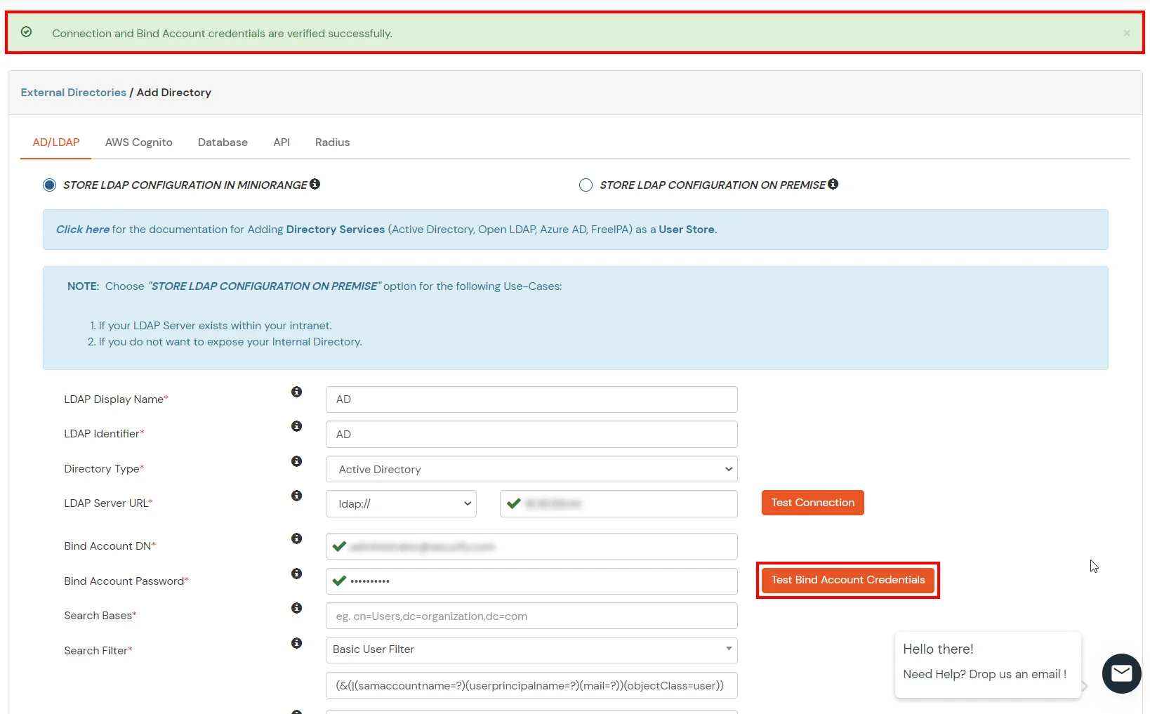 Freshdesk MFA: Check bind account credentials