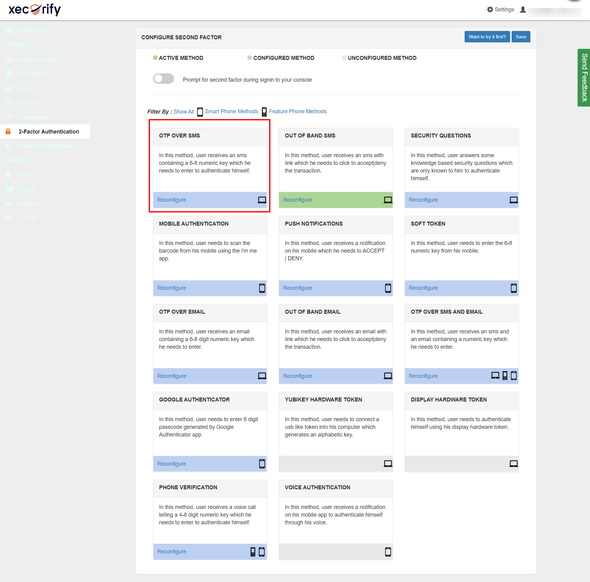 Two factor-authentication for Zoho| otp_over_sms