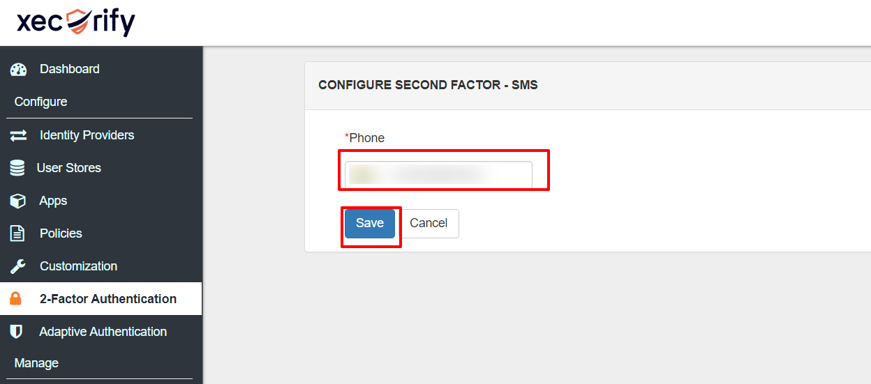 Two factor-authentication for Zoho | save_phone_number