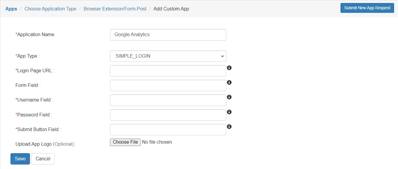 Google Analytics Single Sign-On (SSO) application name