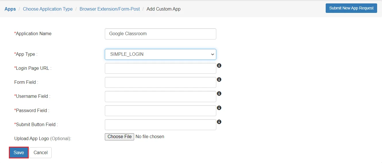 Google Classroom Single Sign-On (SSO) application name