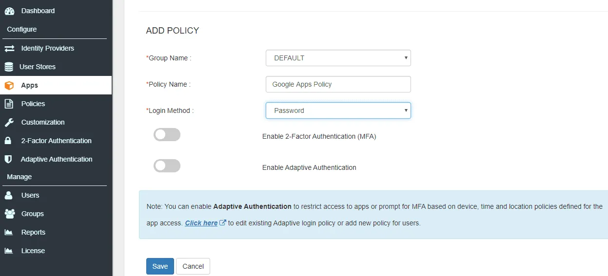 Google 2FA (Two-Factor Authentication) : Add policy for user groups