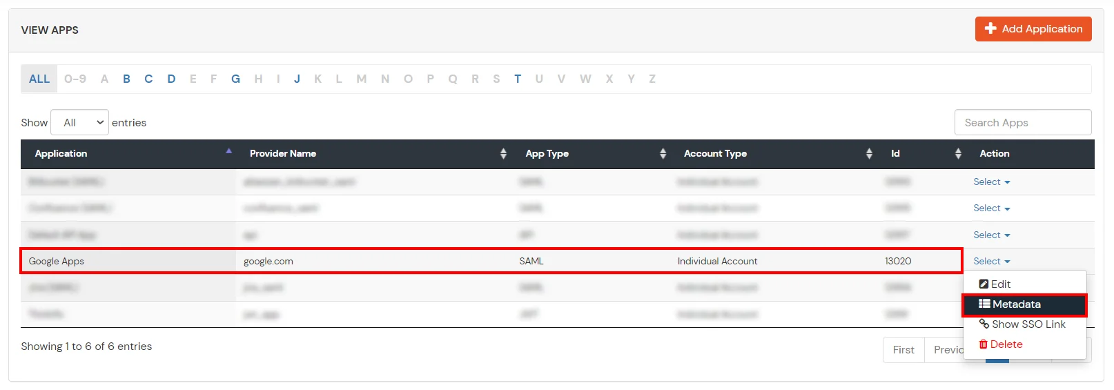 Google sso (Single Sign-On) metadata link