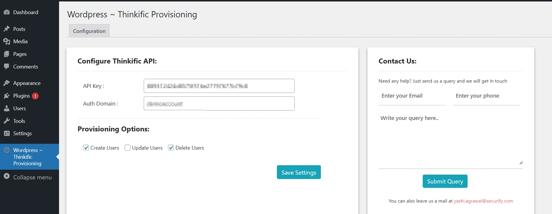 Configuration details