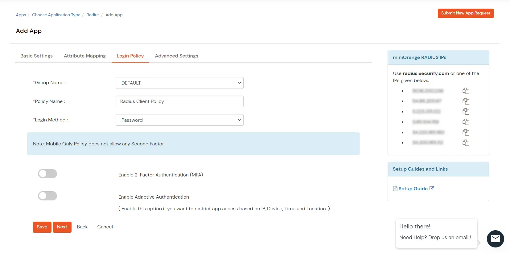 miniOrange Identity Platform Admin Handbook: Radius Login Policy Details