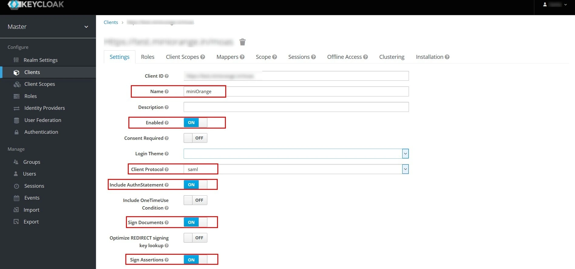 Keycloak as SAML IDP: Keycloak SSO Client Configuration