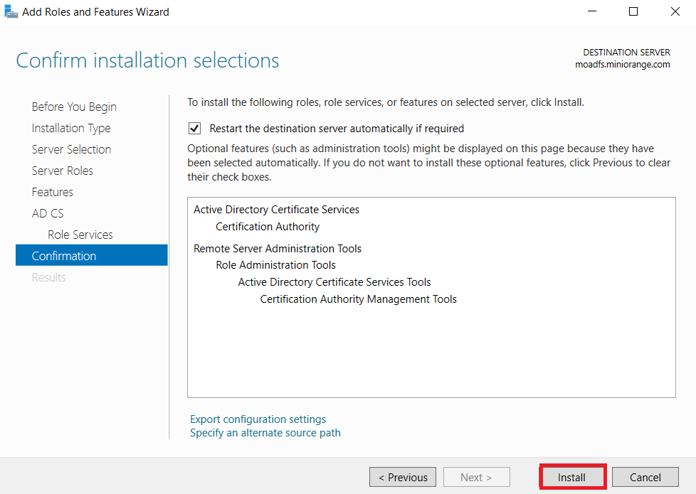 LDAPS on Windows Server confirm server installation