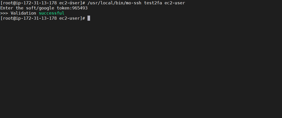 Linux MFA / 2FA google authentication success