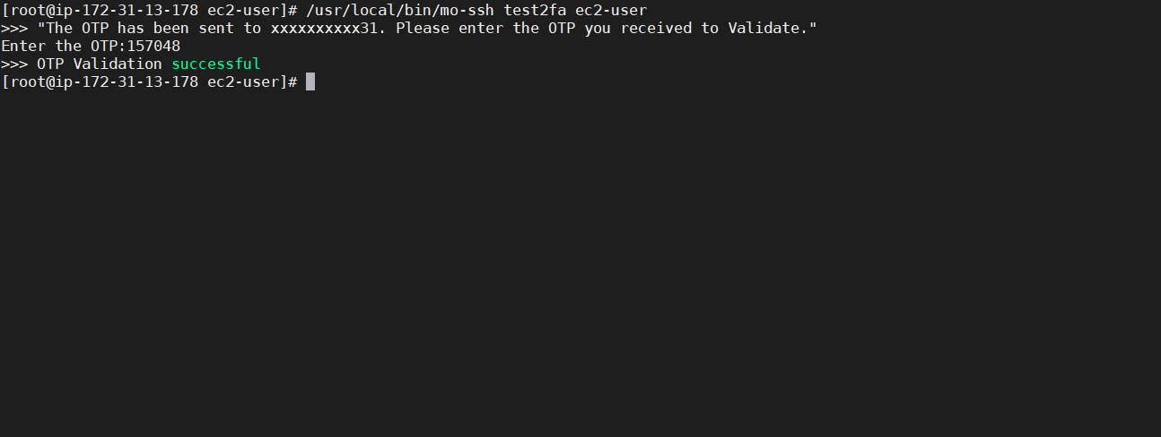 Linux Multi / Two Factor Authentication (MFA / 2FA) for otp verification successful
