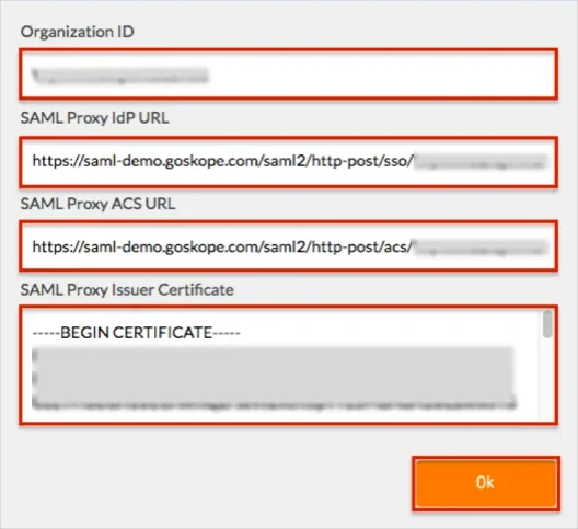 Configure NetSkope Reverse Proxy Single Sign-On (SSO) for Google Workspace: Settings Information