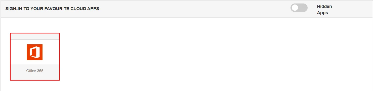 O365 SSO: Select office 365 to Single Sign-On into Office 365 