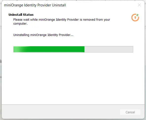 On-Premise IDP Server Windows Uninstall Progress