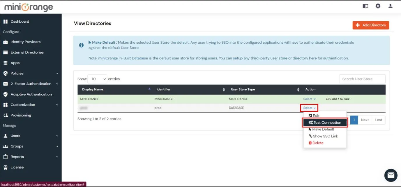 Test connection for Oracle EBS SSO Integration