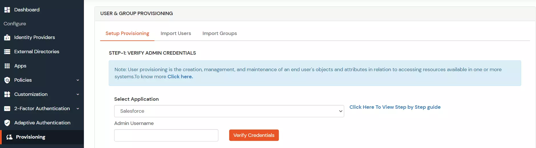 Salesforce Provisioning Setup