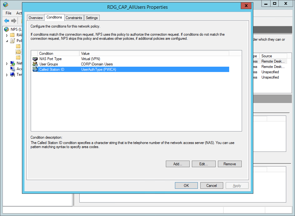 Remote Desktop (RD) Gateway Multi-factor authentication (MFA/2FA) nps network policies conditions