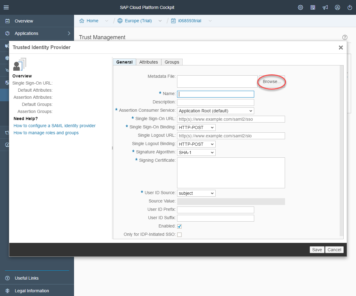 sap upload metadata file