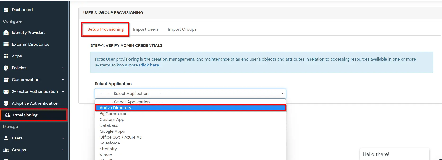 MFA/Two-Factor Authentication(2FA) for OpenVPN : Select Active Directory (AD)