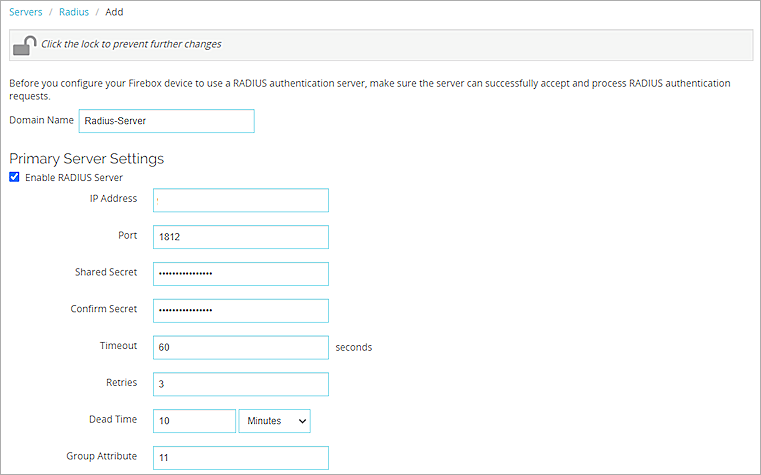 Multi-Factor Authentication (MFA) for WatchGuard Mobile VPN : Configure Radius