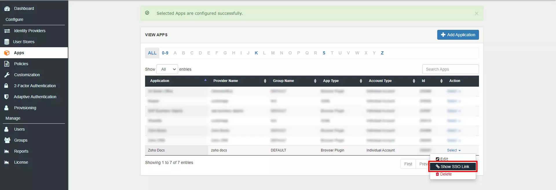 Zoho Docs Single Sign On (sso) application link