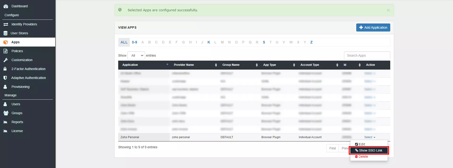 Zoho Personal Single Sign On (sso) application link