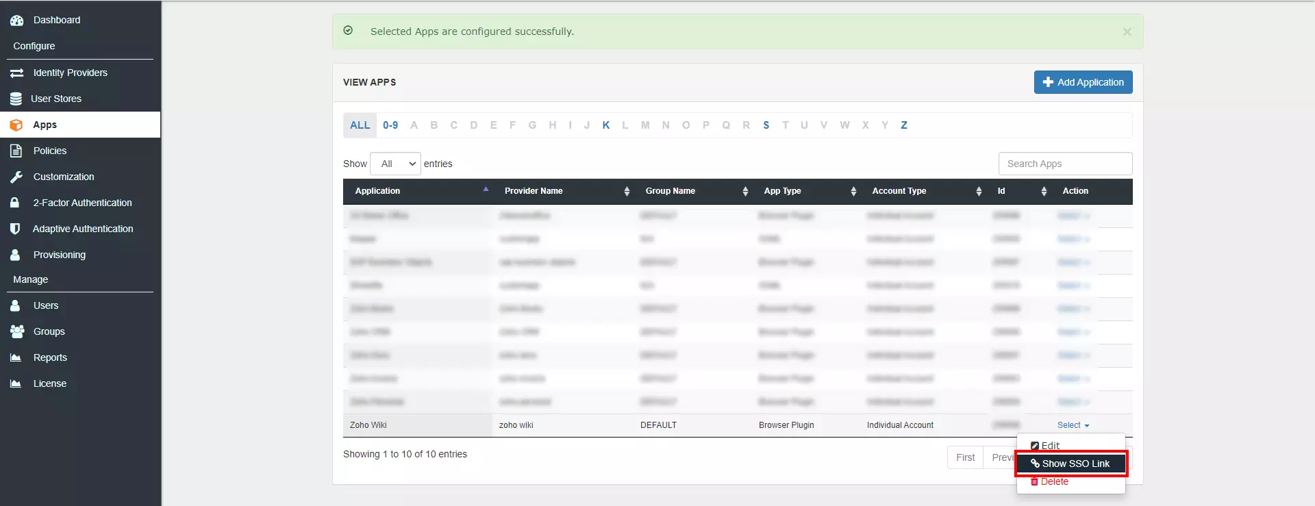 Zoho Wiki Single Sign-On (sso) user login page 